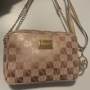 Michael Kors Jet Set Checkerboard Pink Crossbody